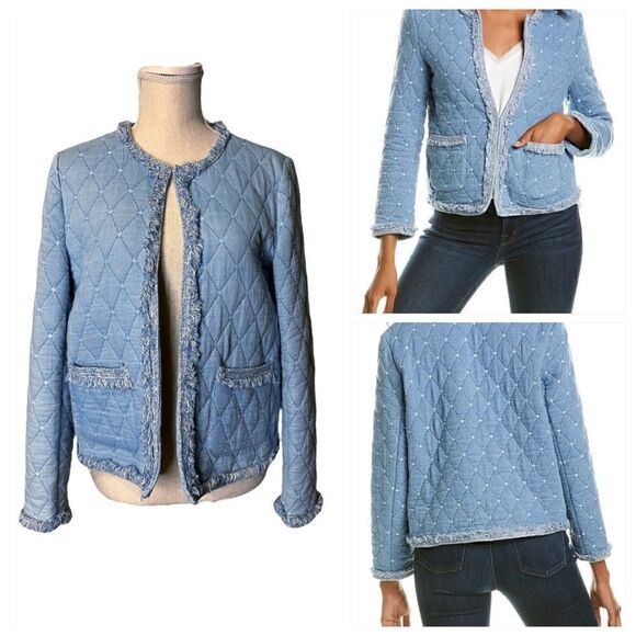 J.McLaughlin Quilted Denim Jacquard Helene Jacket - Picture 1 of 15